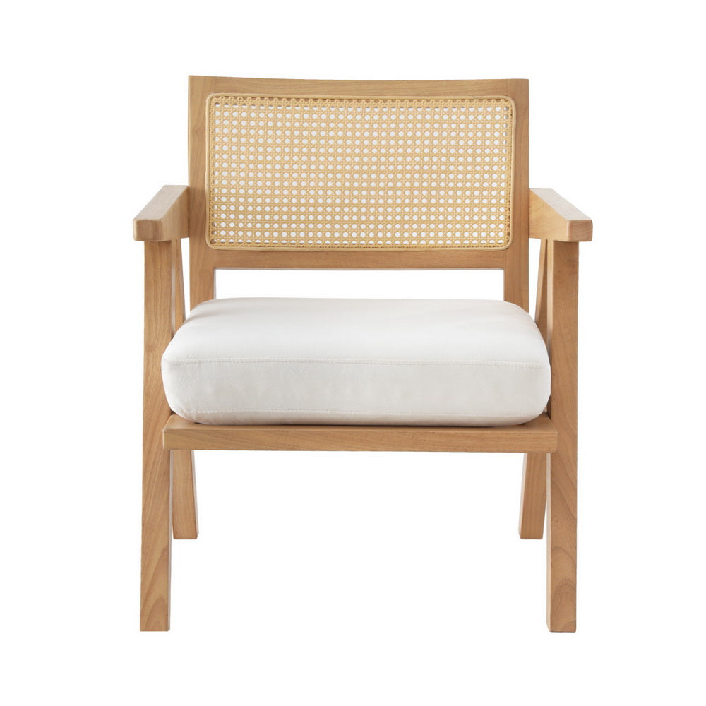 Rattan Low-Back Armchair - White - Homecoze