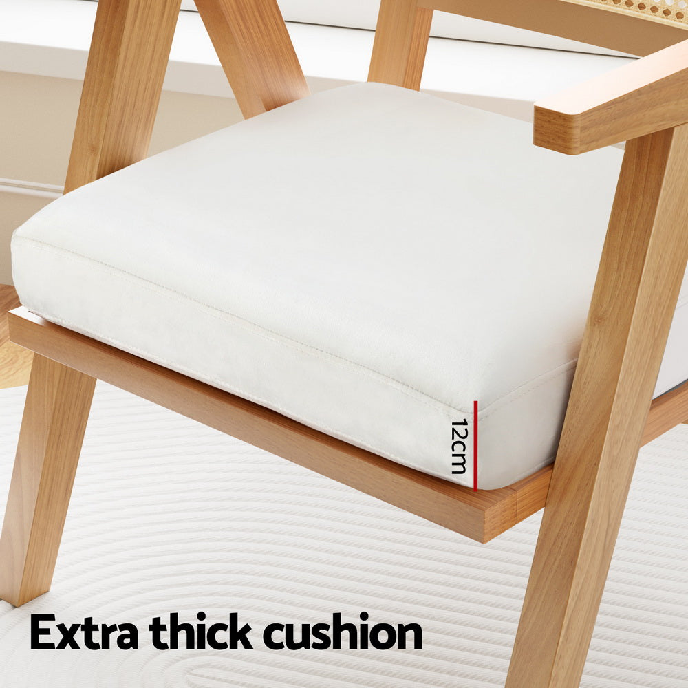 Rattan Low-Back Armchair - White - Homecoze