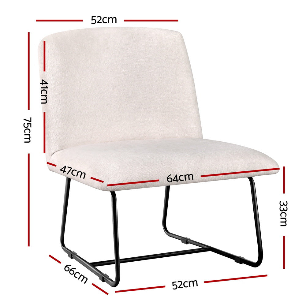 Artiss Accent Chair Armless Armchair Sled Cross Leg Beige - Homecoze