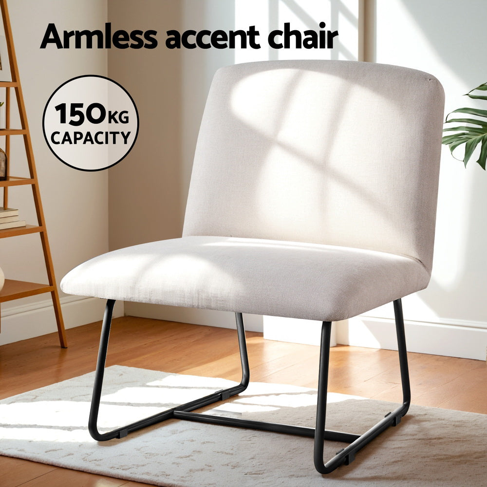 Artiss Accent Chair Armless Armchair Sled Cross Leg Beige - Homecoze