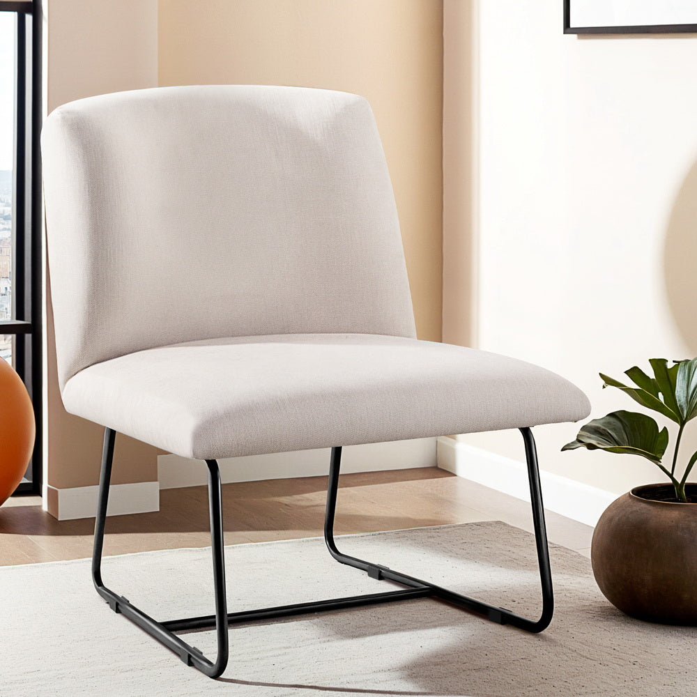 Artiss Accent Chair Armless Armchair Sled Cross Leg Beige - Homecoze