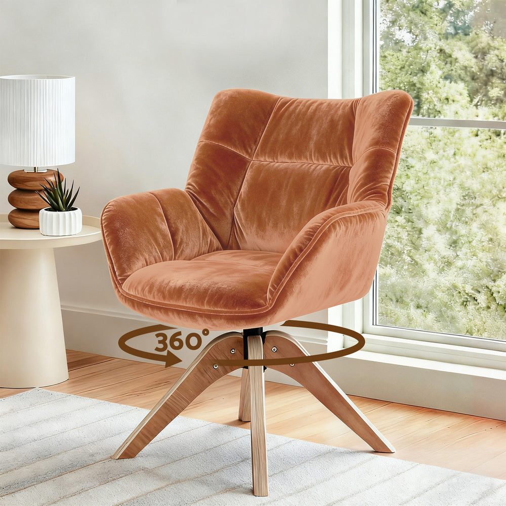 Artiss Swivel Chair Armchair Nursing Velvet Brown - Homecoze
