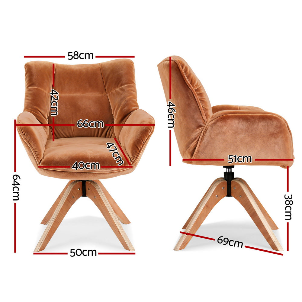 Artiss Swivel Chair Armchair Nursing Velvet Brown - Homecoze