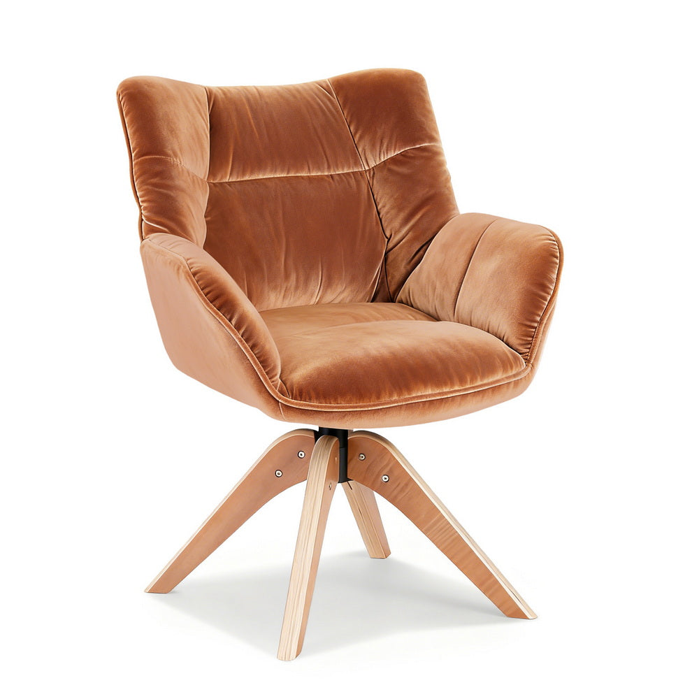 Artiss Swivel Chair Armchair Nursing Velvet Brown - Homecoze