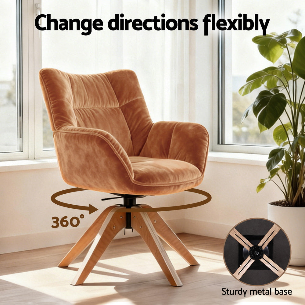 Artiss Swivel Chair Armchair Nursing Velvet Brown - Homecoze