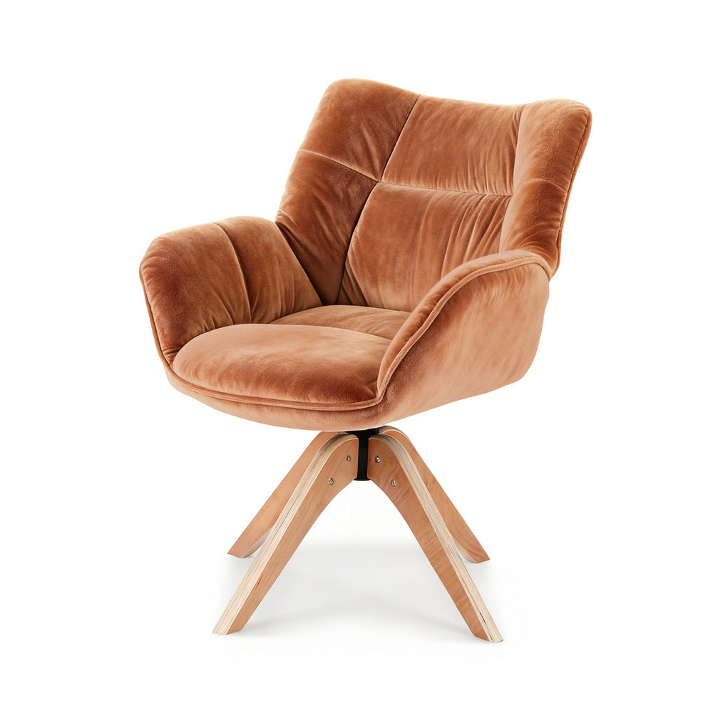 Artiss Swivel Chair Armchair Nursing Velvet Brown - Homecoze