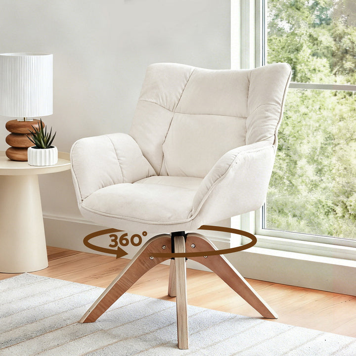 Artiss Swivel Chair Armchair Nursing Velvet White - Homecoze
