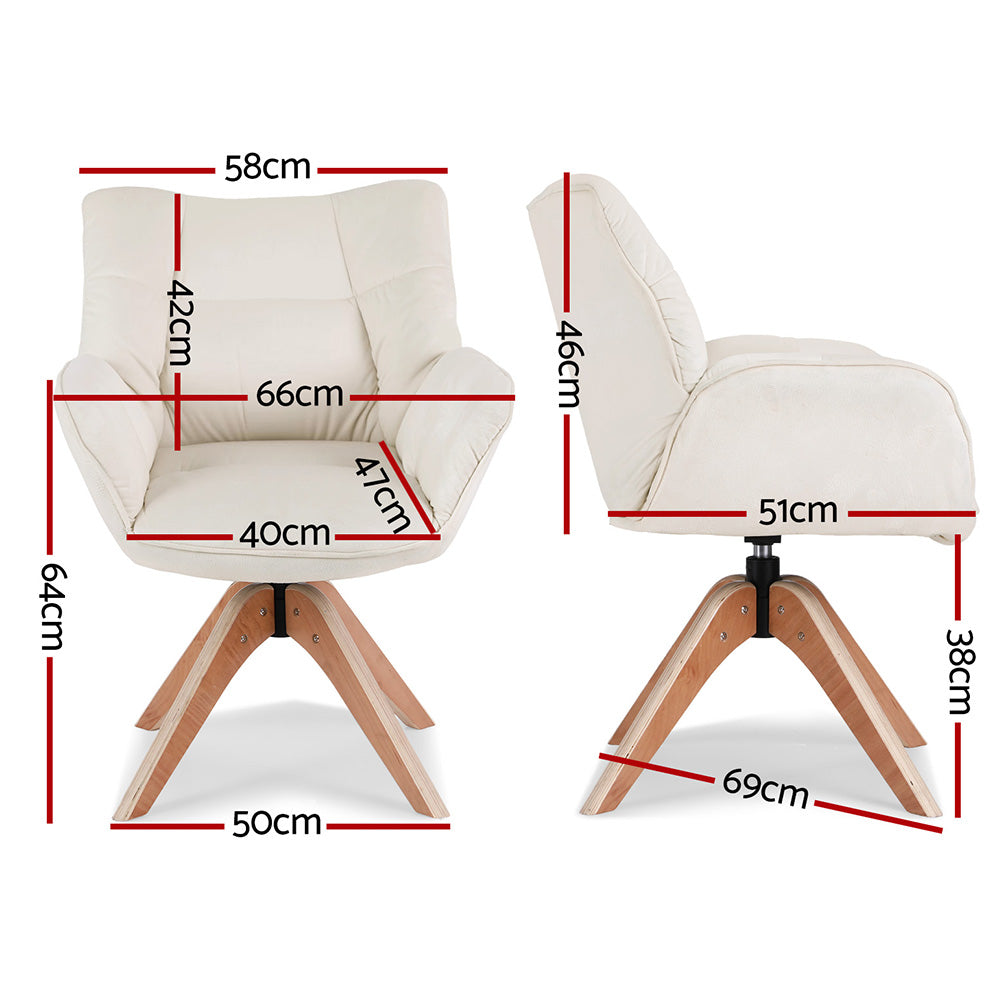 Artiss Swivel Chair Armchair Nursing Velvet White - Homecoze