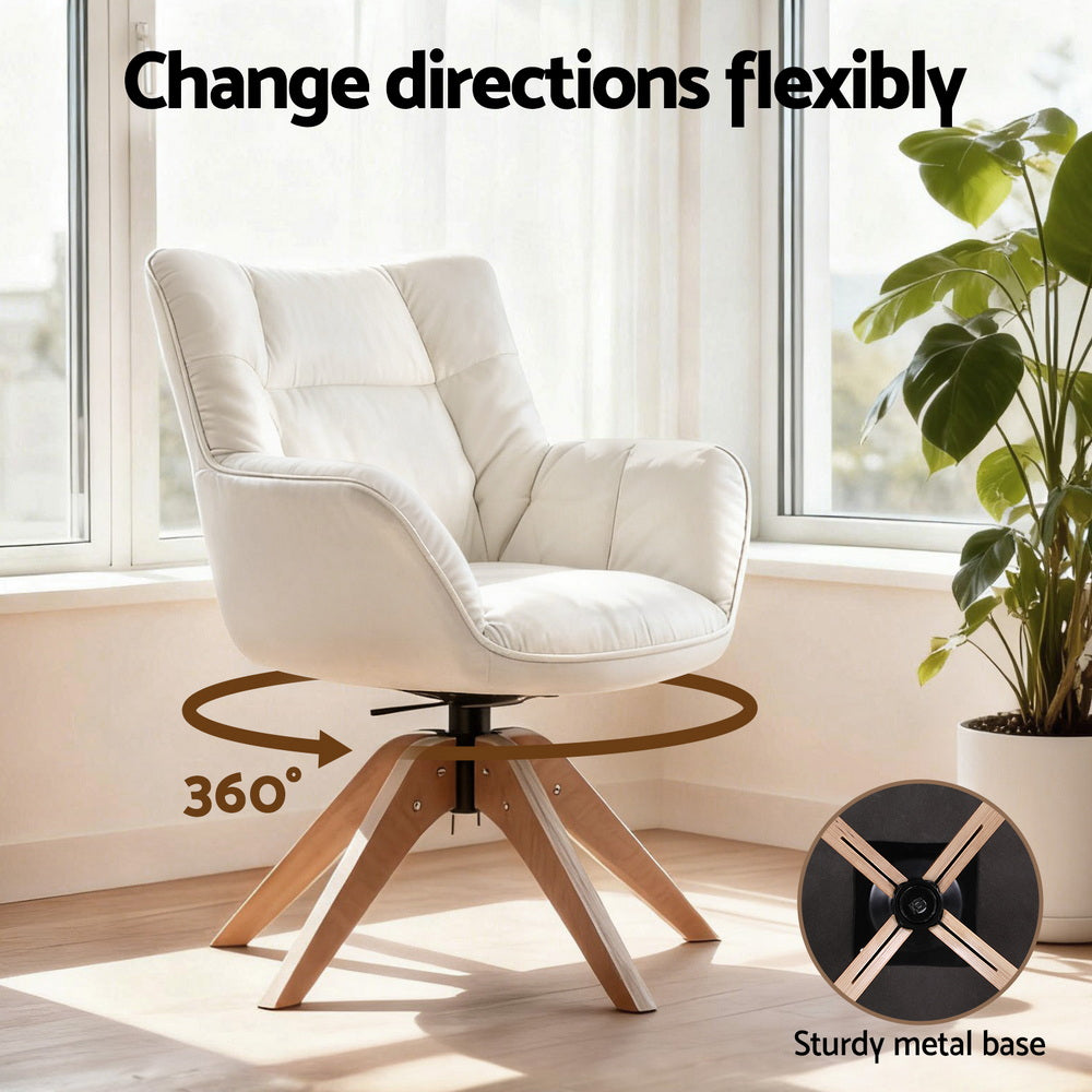 Artiss Swivel Chair Armchair Nursing Velvet White - Homecoze