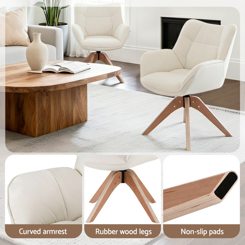 Artiss Swivel Chair Armchair Nursing Velvet White - Homecoze