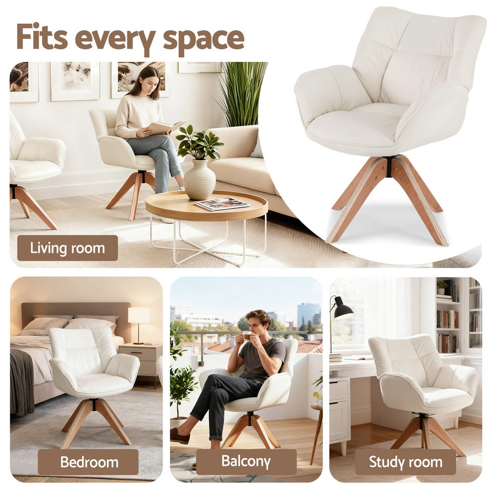 Artiss Swivel Chair Armchair Nursing Velvet White - Homecoze