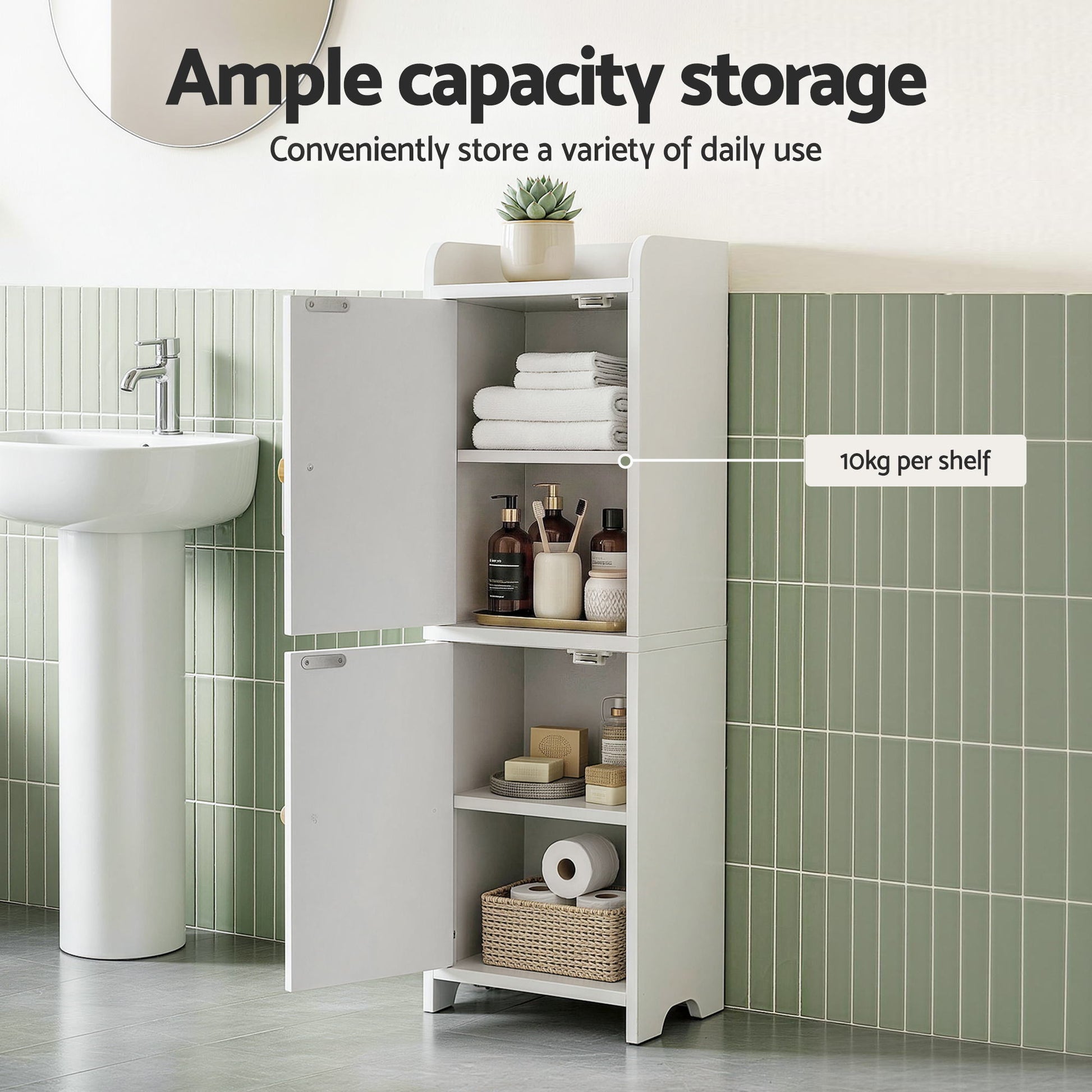 Artiss Bathroom Storage Cabinet 2-Tier Slim Toilet Organizer Adjustable White - Homecoze