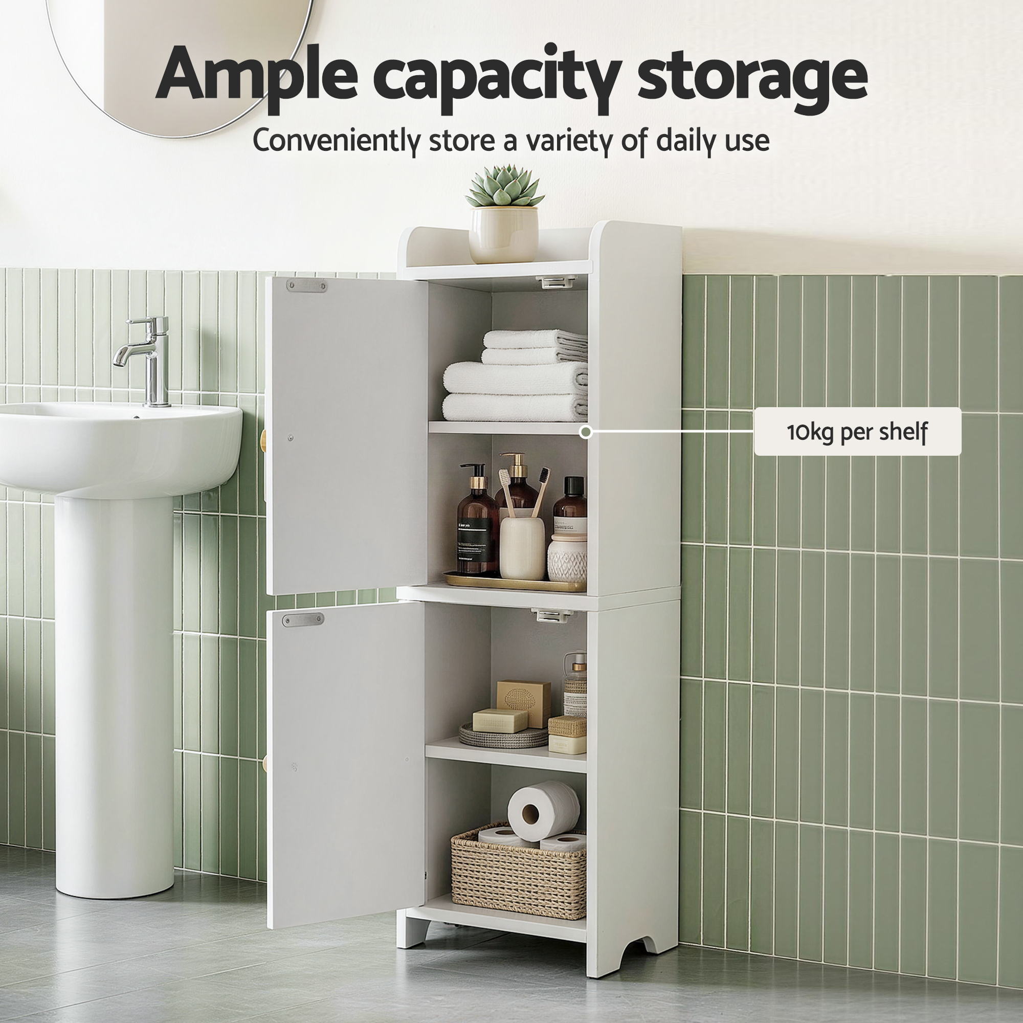 Artiss Bathroom Storage Cabinet 2-Tier Slim Toilet Organizer Adjustable White - Homecoze