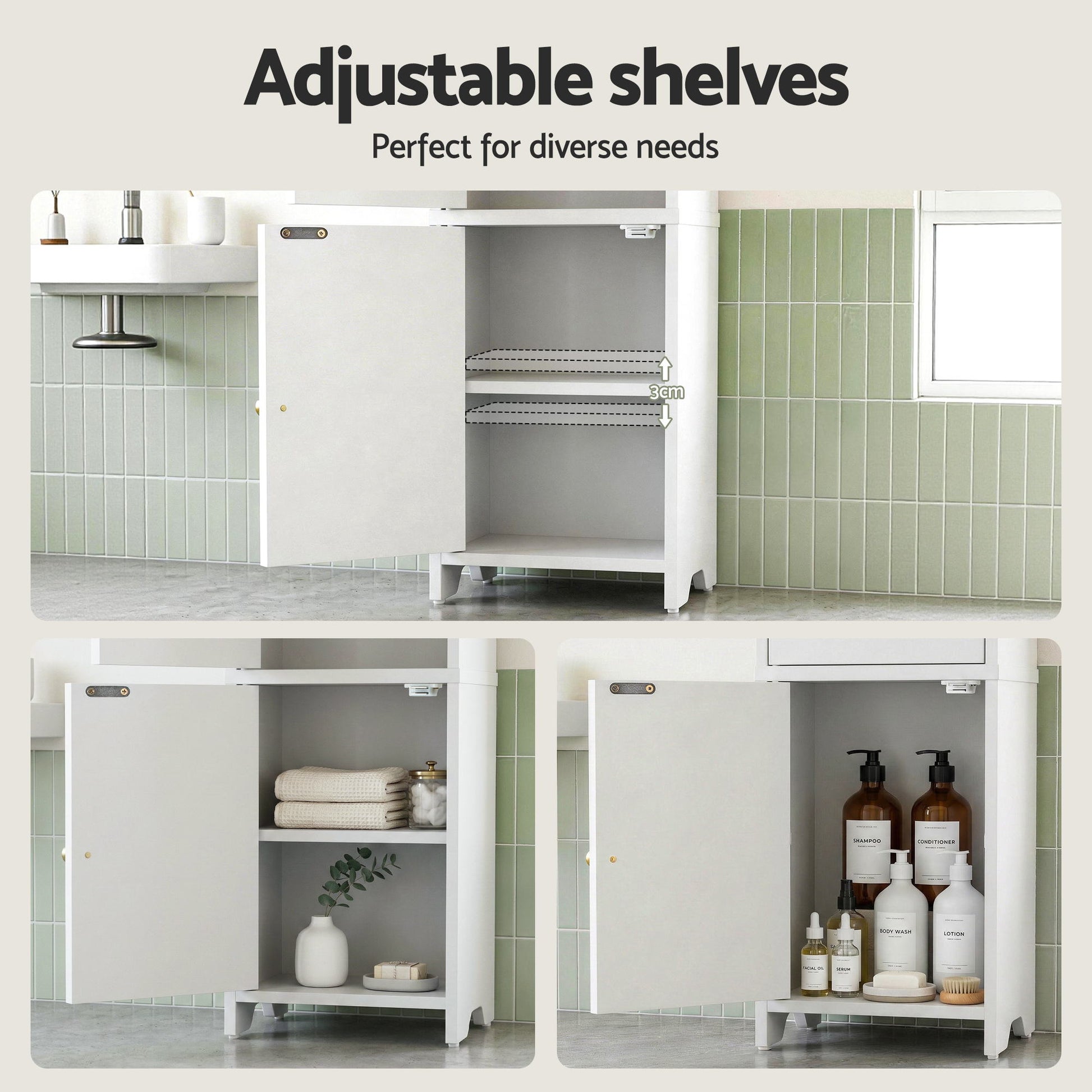 Artiss Bathroom Storage Cabinet 2-Tier Slim Toilet Organizer Adjustable White - Homecoze