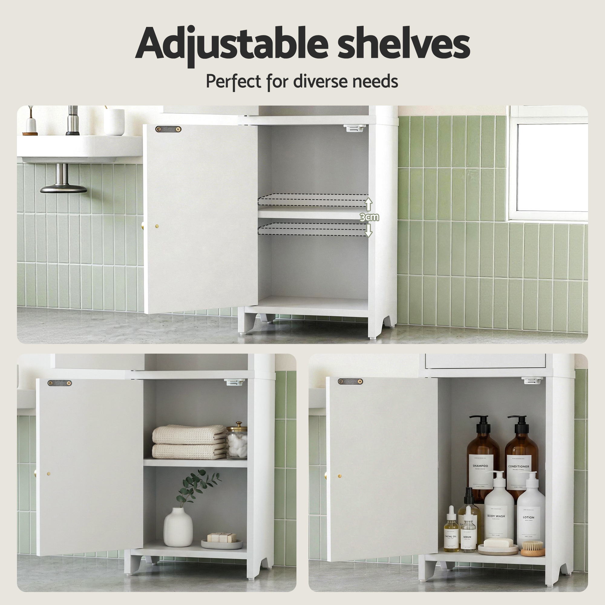 Artiss Bathroom Storage Cabinet 2-Tier Slim Toilet Organizer Adjustable White - Homecoze
