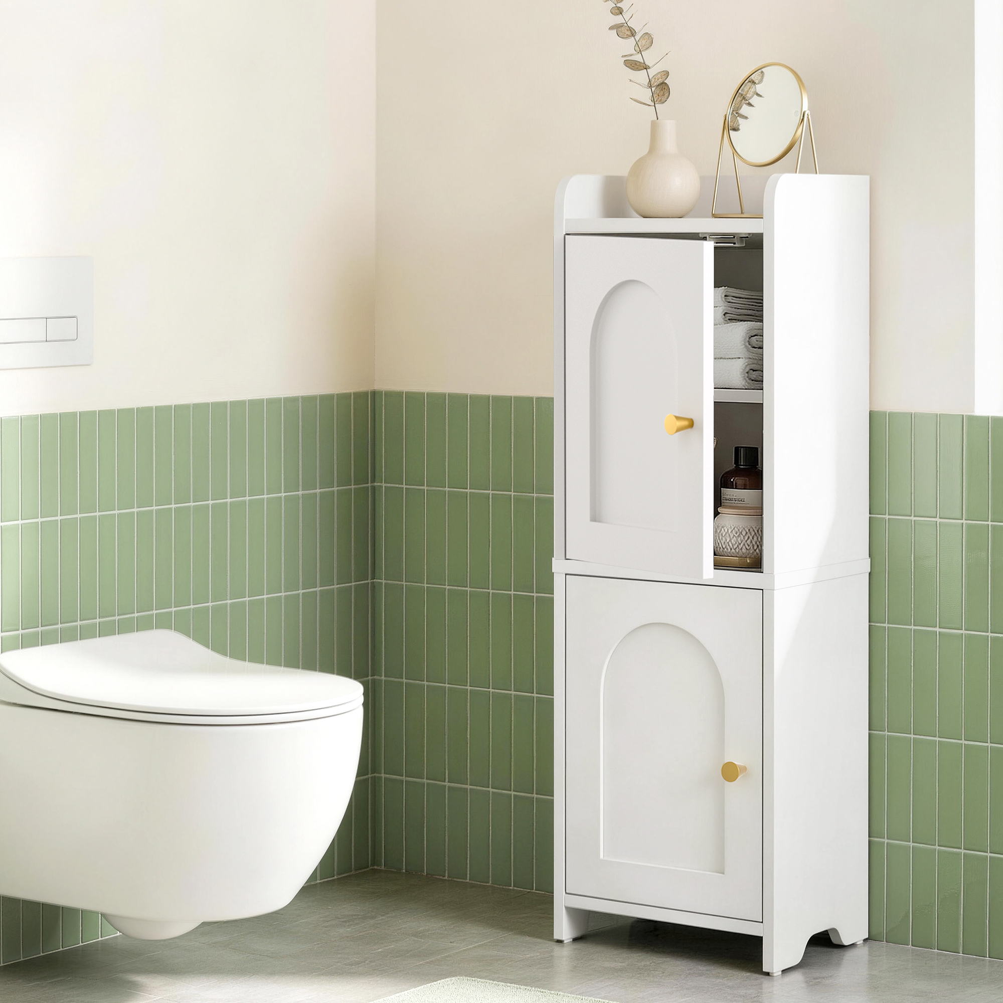Artiss Bathroom Storage Cabinet 2-Tier Slim Toilet Organizer Adjustable White - Homecoze