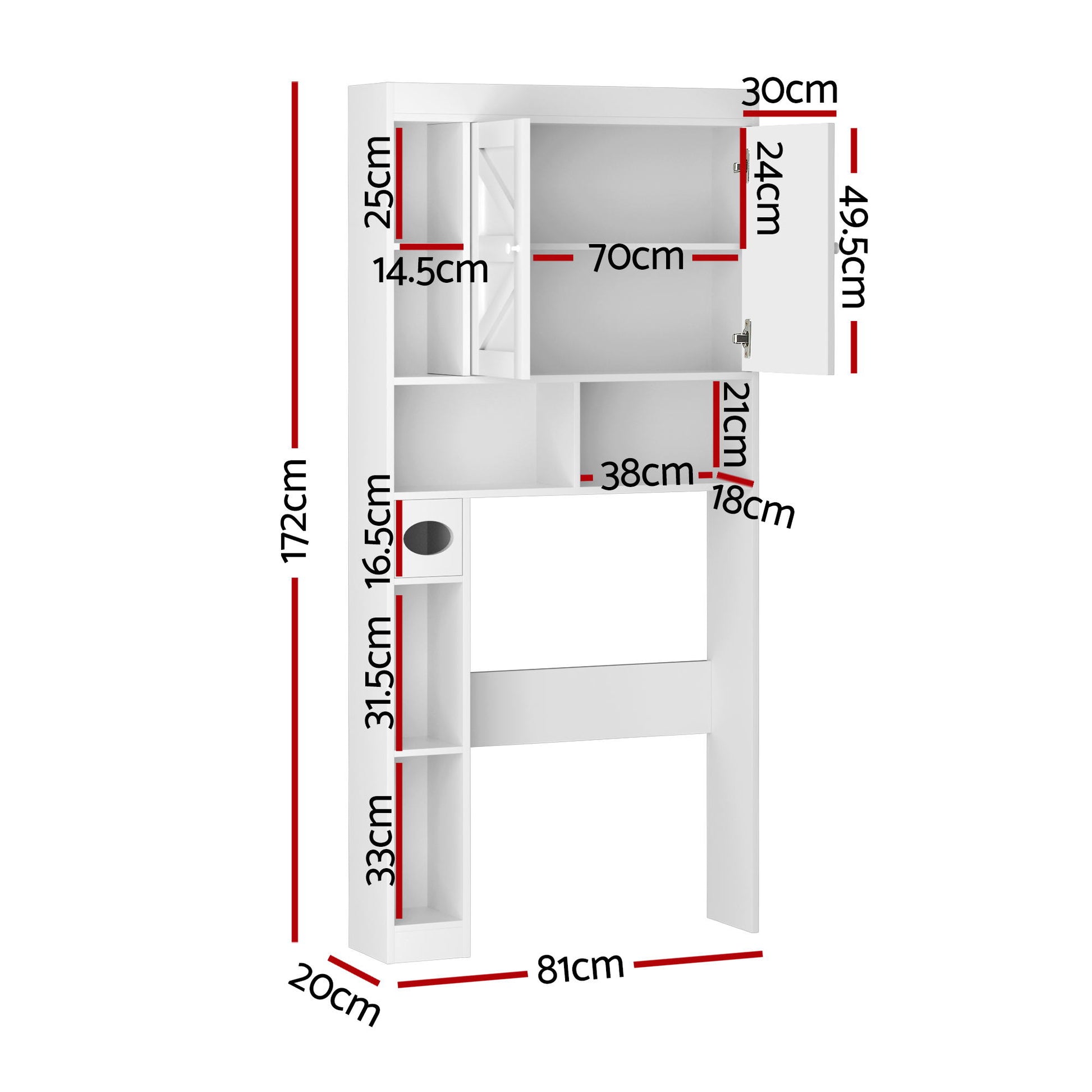 Artiss Bathroom Storage Cabinet Over The Toilet Organiser Laundry Shelf Holder - Homecoze