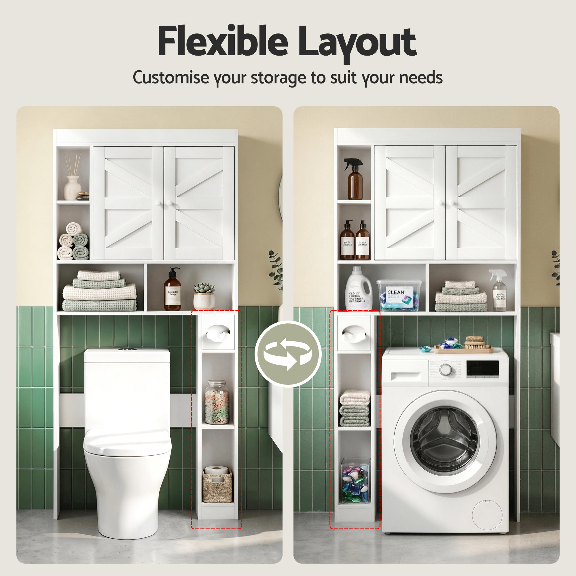 Artiss Bathroom Storage Cabinet Over The Toilet Organiser Laundry Shelf Holder - Homecoze