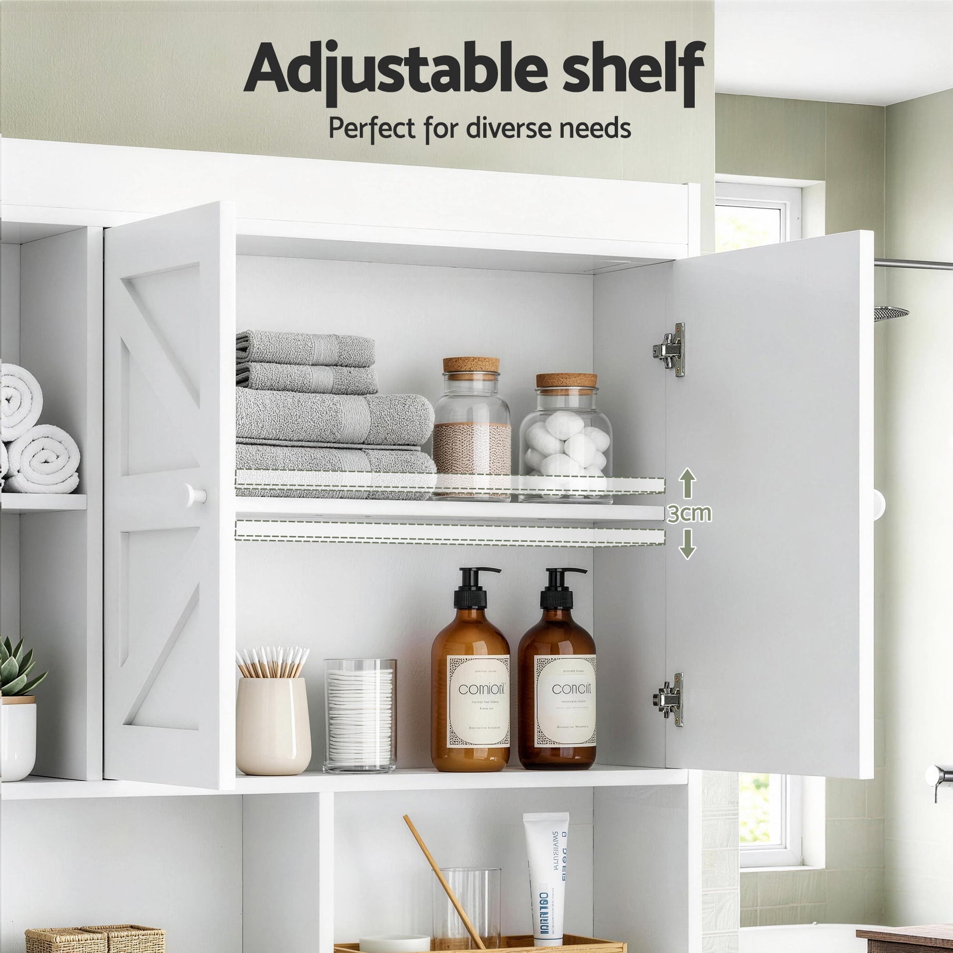 Artiss Bathroom Storage Cabinet Over The Toilet Organiser Laundry Shelf Holder - Homecoze
