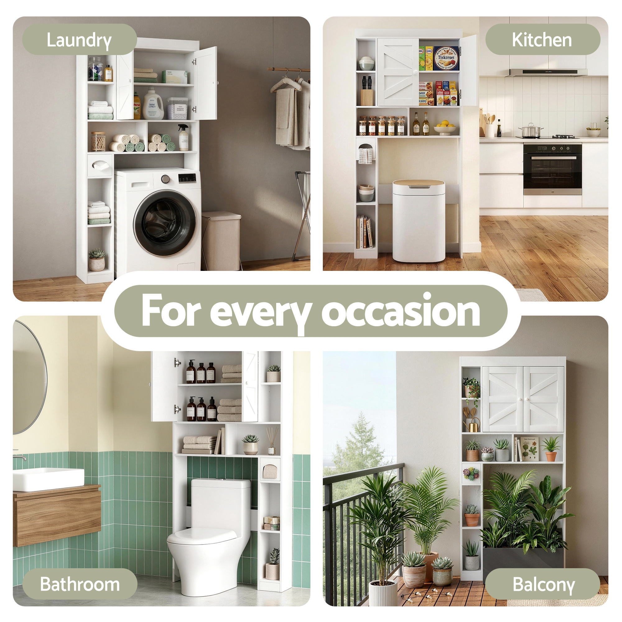 Artiss Bathroom Storage Cabinet Over The Toilet Organiser Laundry Shelf Holder - Homecoze