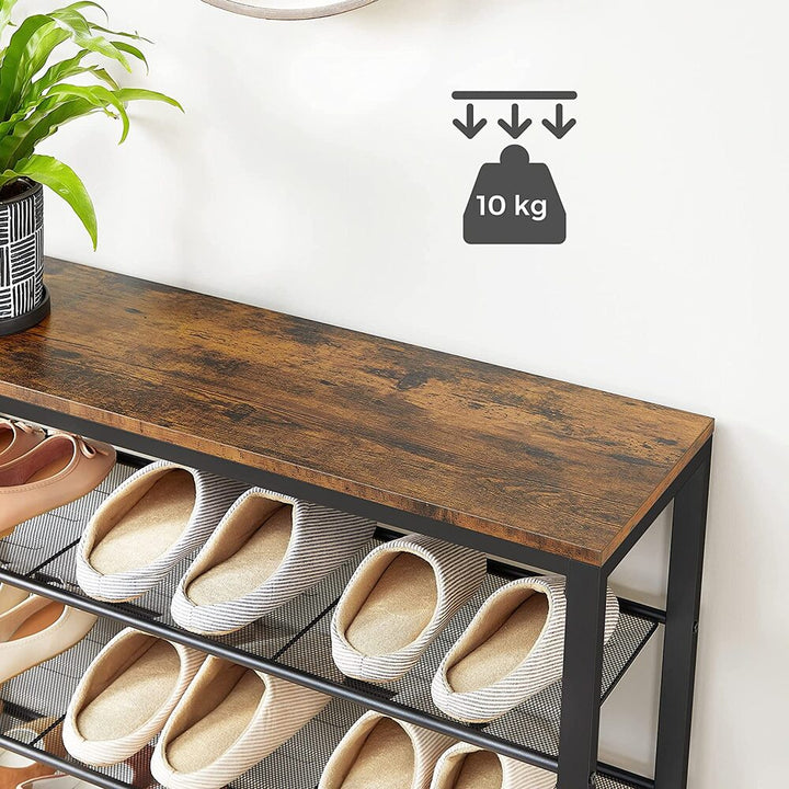 Modern Rustic 4-Shelf Shoe Rack Organiser