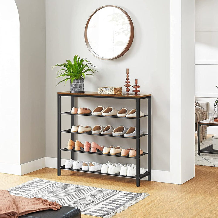 Modern Rustic 4-Shelf Shoe Rack Organiser