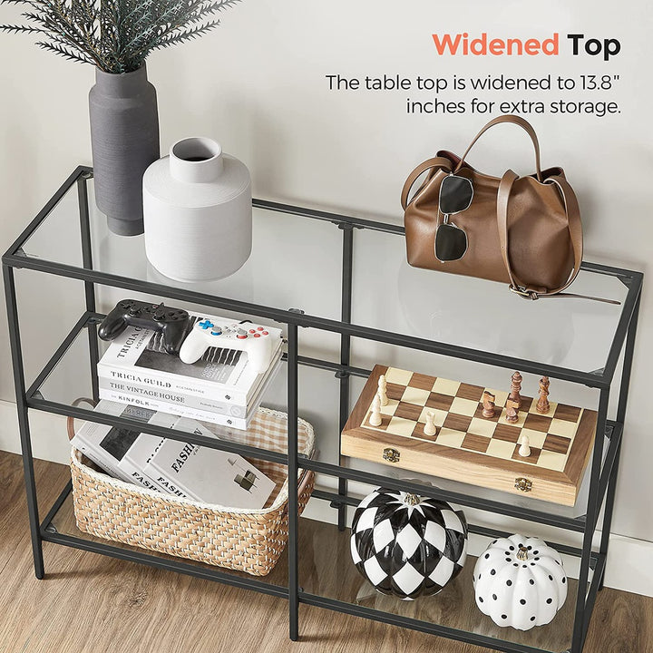 3 Tier Tempered Glass Console Table Display Shelf 100cm