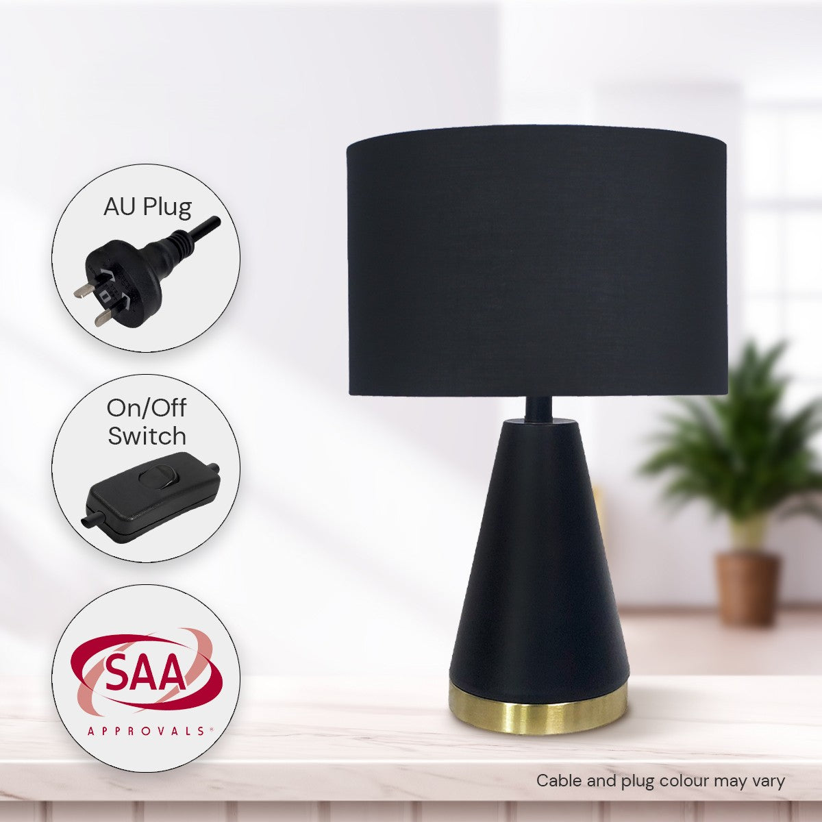 Metal Table Lamp in Black and Gold - Homecoze