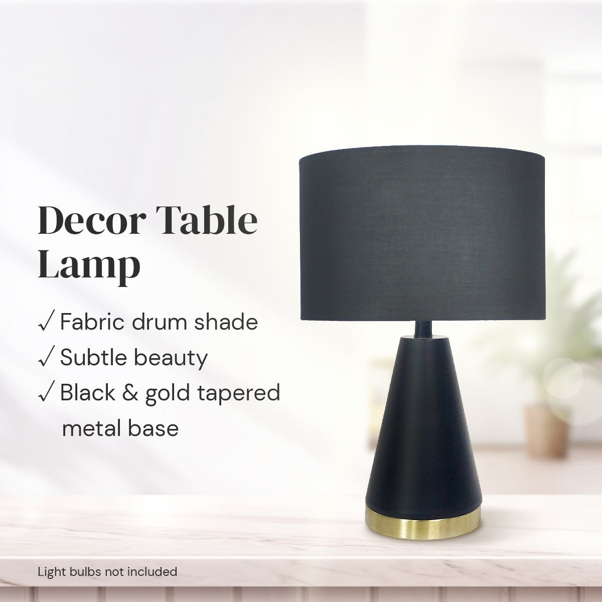 Metal Table Lamp in Black and Gold - Homecoze