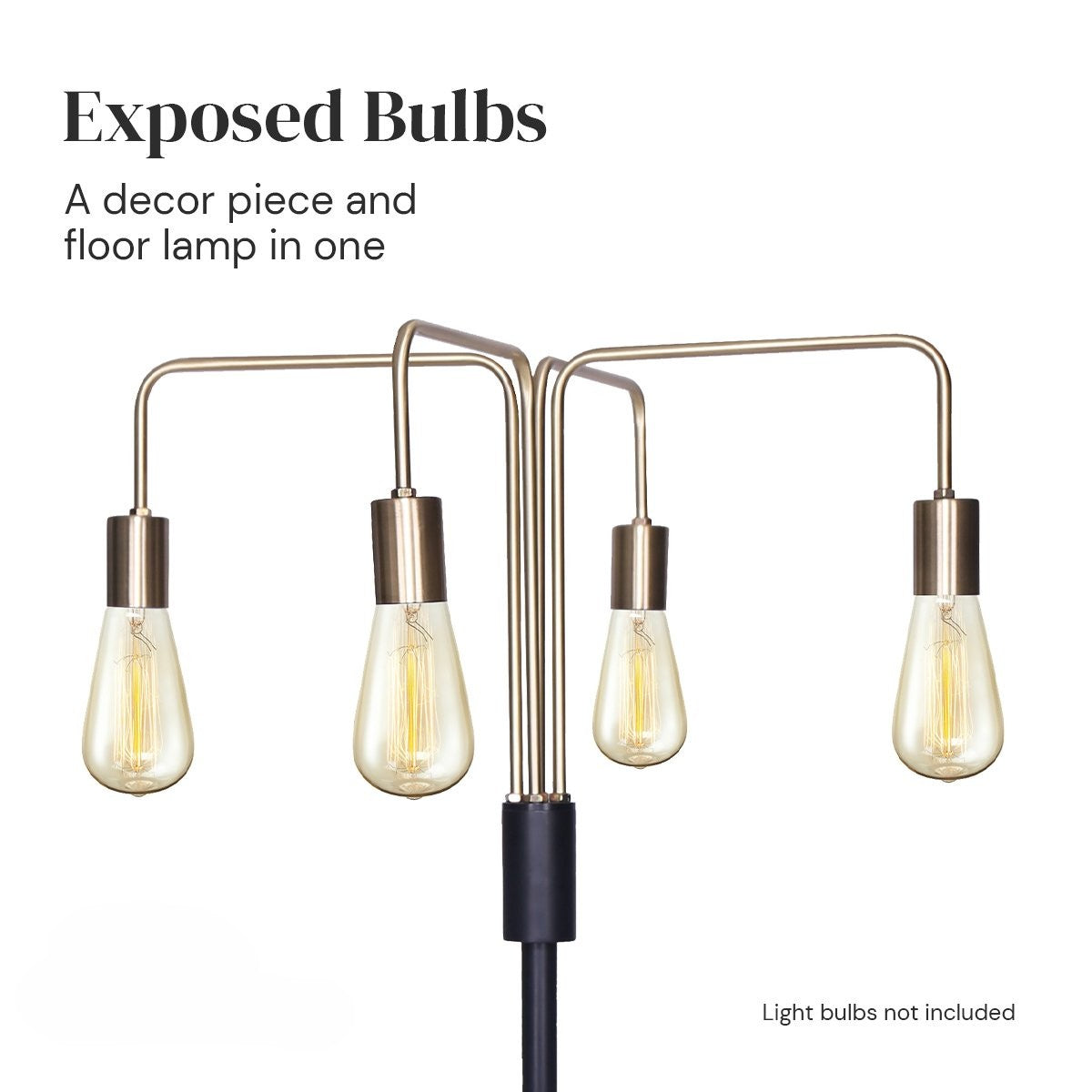Modern Exposed Bulb 4-Arm Industrial Light Floor Lamp - Homecoze