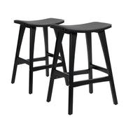 Kiyo (Set of 2) Wooden Bar Stools 65cm - Black - Homecoze