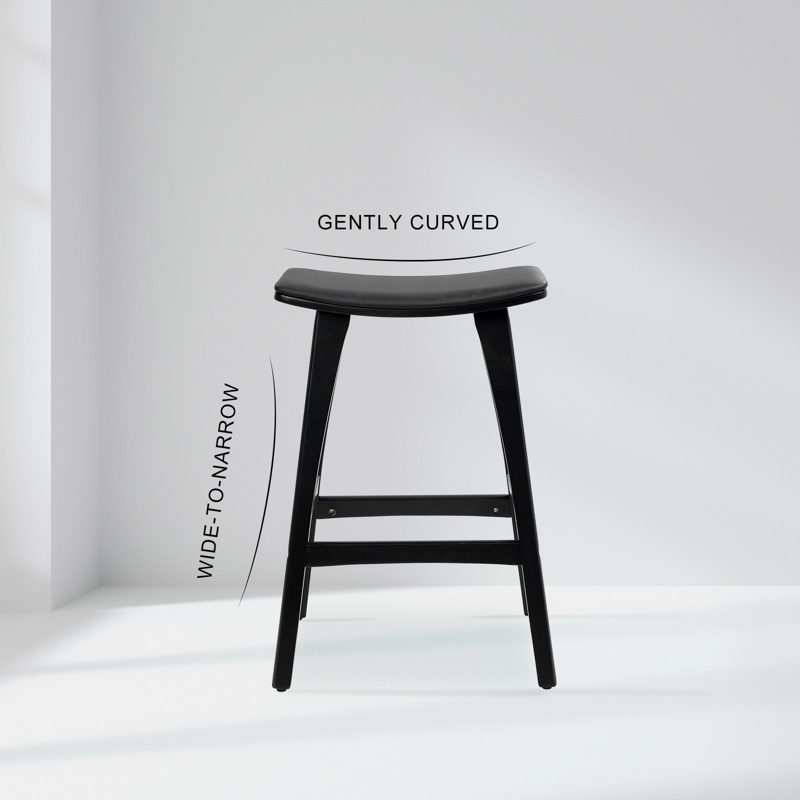 Kiyo (Set of 2) Wooden Bar Stools 65cm - Black - Homecoze