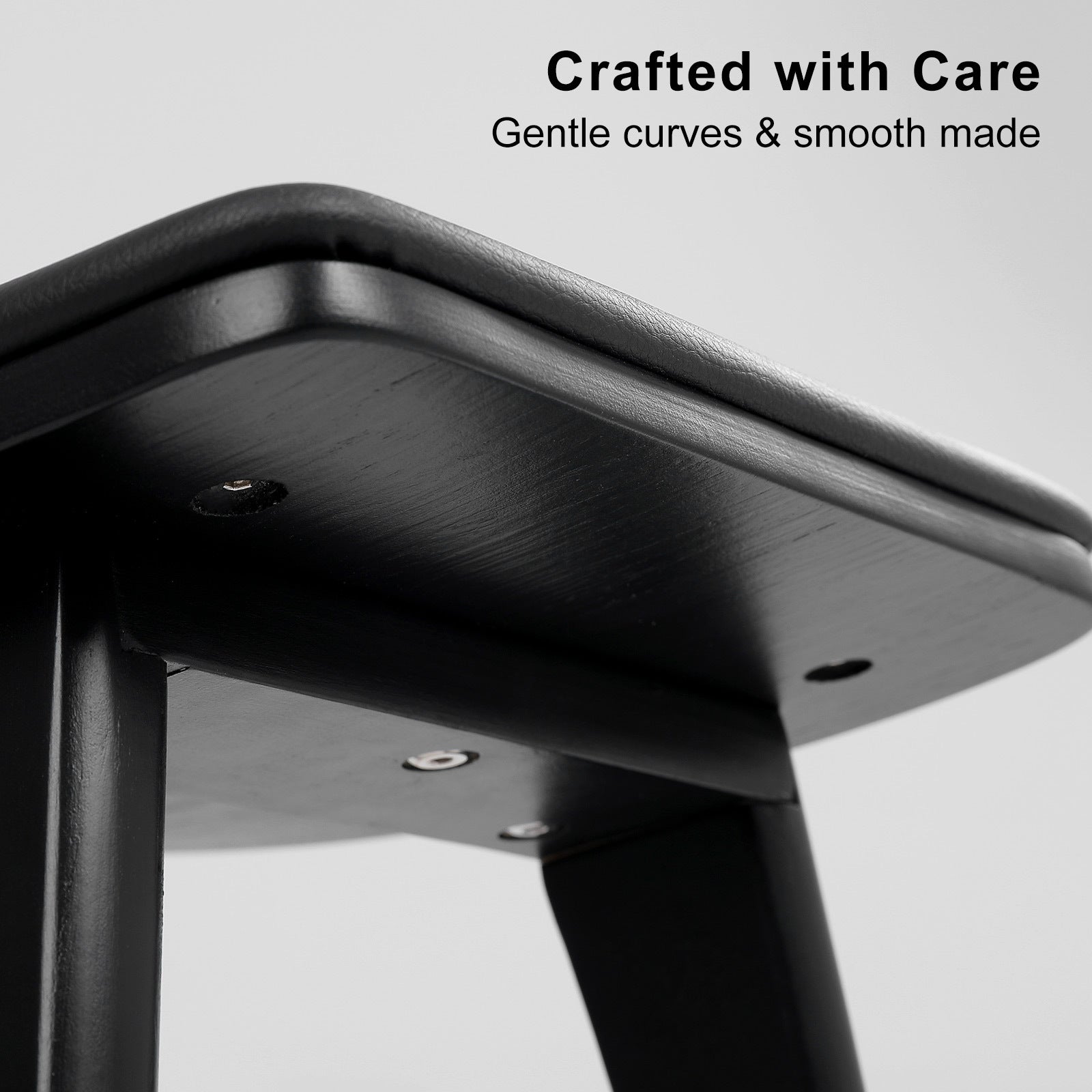 Kiyo (Set of 2) Wooden Bar Stools 65cm - Black - Homecoze