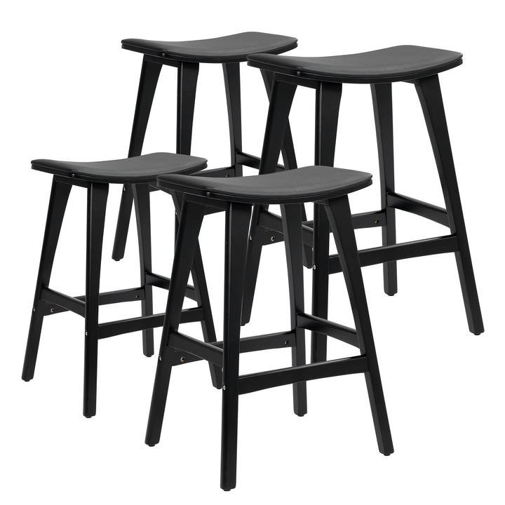 Kiyo (Set of 4) Wooden Bar Stools 65cm - Black - Homecoze