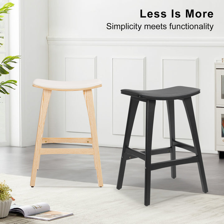 Kiyo (Set of 4) Wooden Bar Stools 65cm - Black - Homecoze