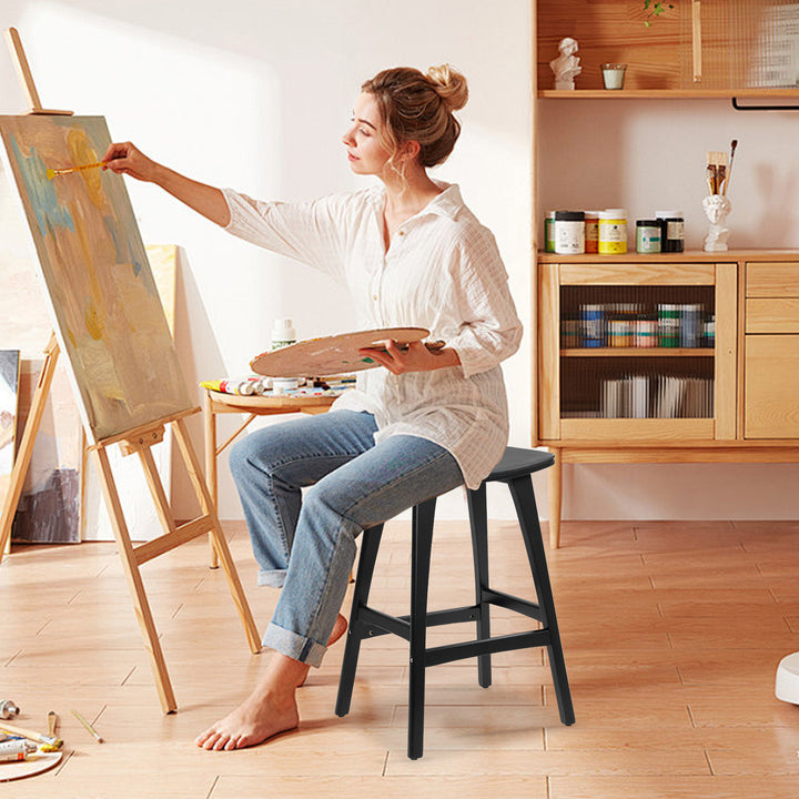 Kiyo (Set of 4) Wooden Bar Stools 65cm - Black - Homecoze