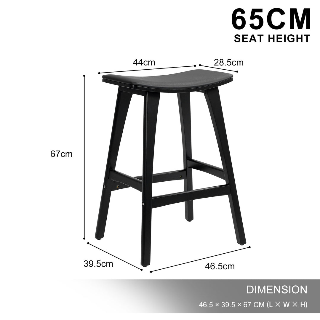 Kiyo (Set of 4) Wooden Bar Stools 65cm - Black - Homecoze