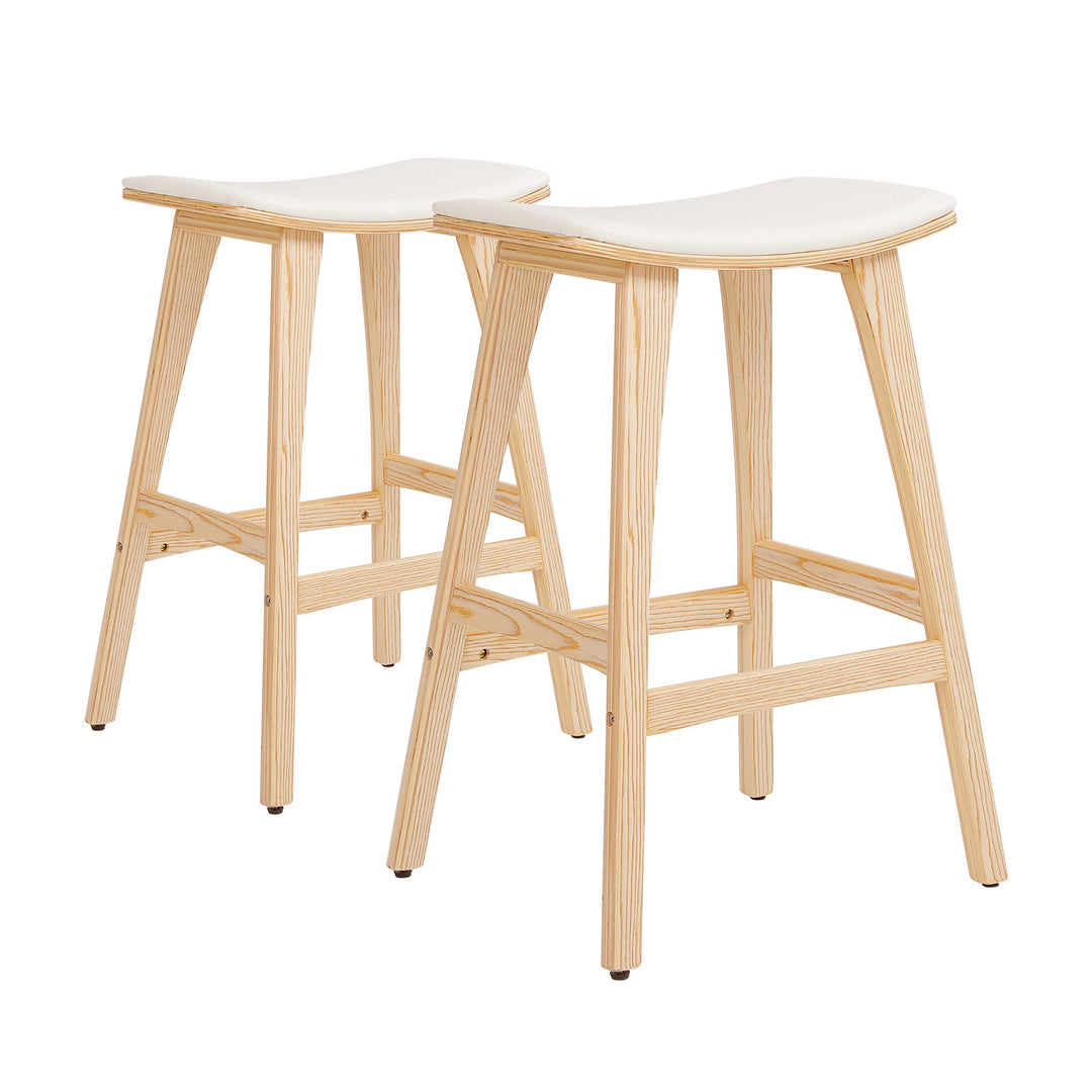 Kiyo (Set of 2) Wooden Bar Stools 65cm - Oak - Homecoze