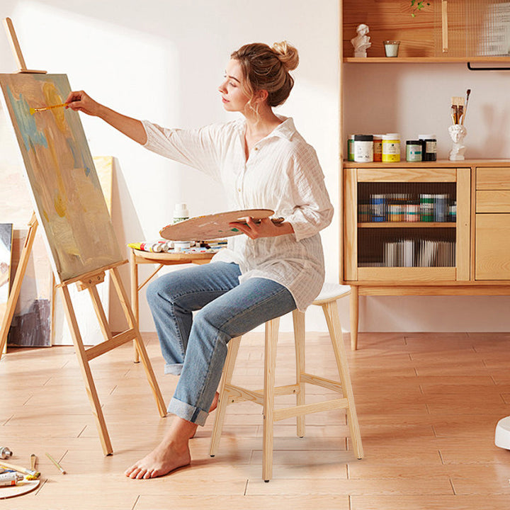 Kiyo (Set of 2) Wooden Bar Stools 65cm - Oak - Homecoze