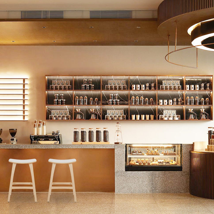 Kiyo (Set of 2) Wooden Bar Stools 65cm - Oak - Homecoze