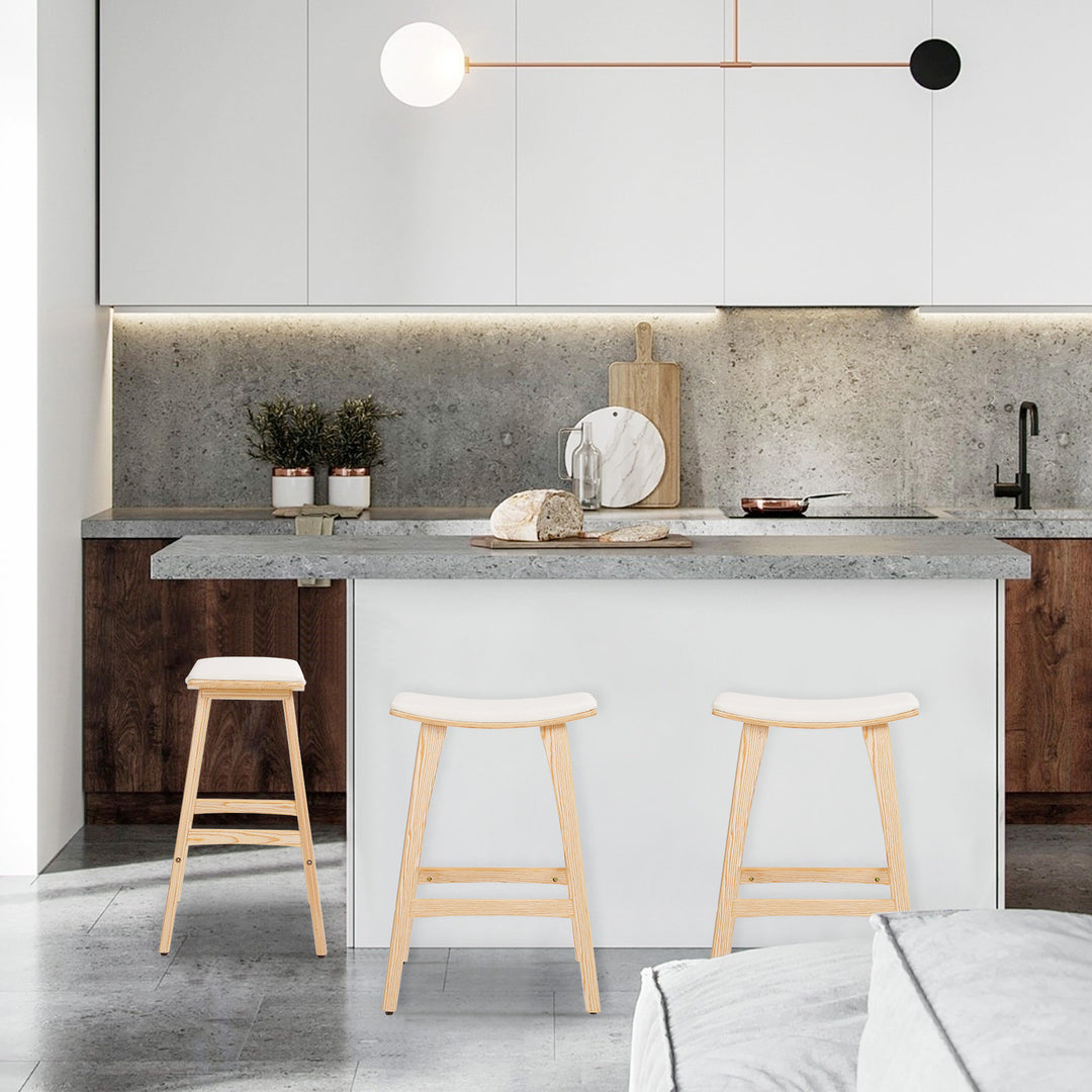 Kiyo (Set of 4) Wooden Bar Stools 65cm - Oak - Homecoze