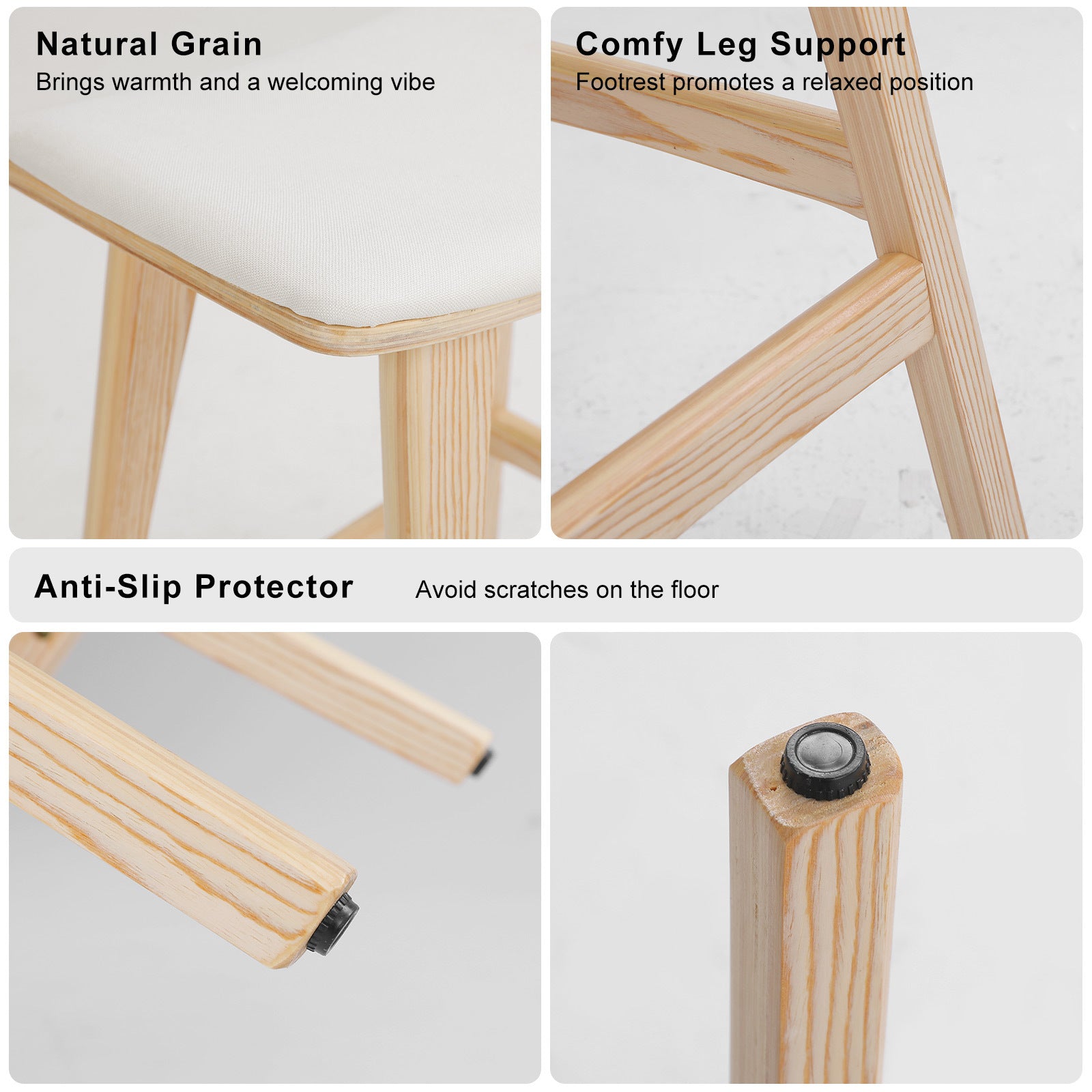 Kiyo (Set of 4) Wooden Bar Stools 65cm - Oak - Homecoze