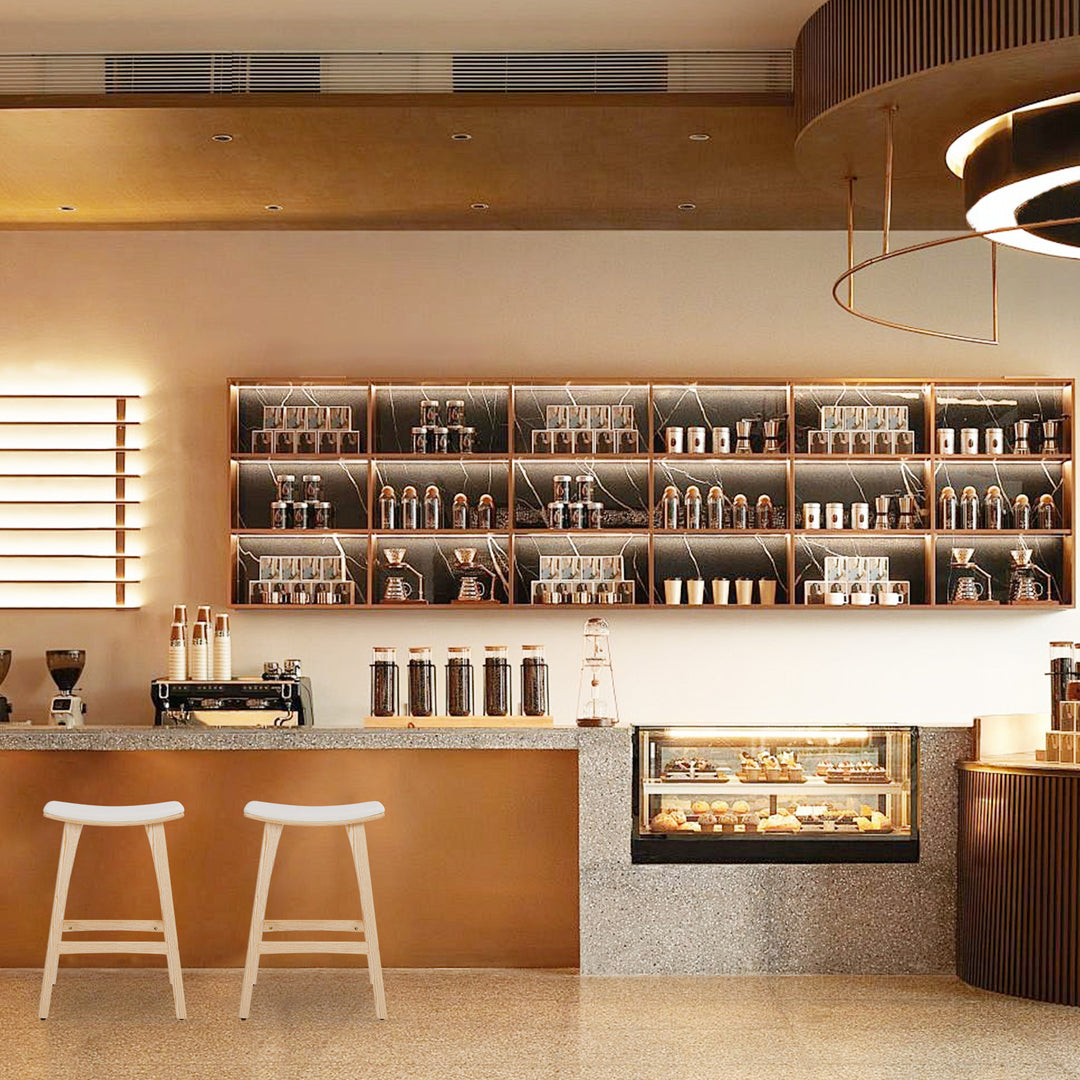 Kiyo (Set of 4) Wooden Bar Stools 65cm - Oak - Homecoze