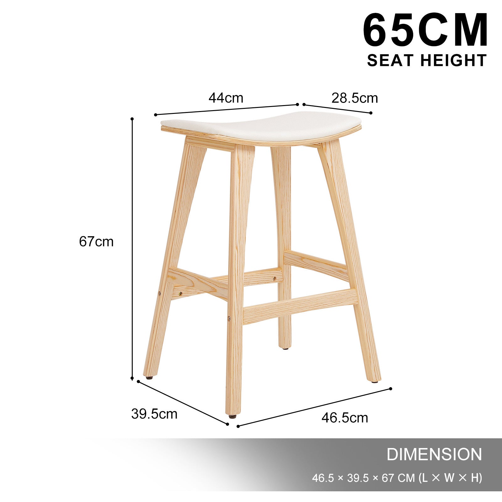 Kiyo (Set of 4) Wooden Bar Stools 65cm - Oak - Homecoze
