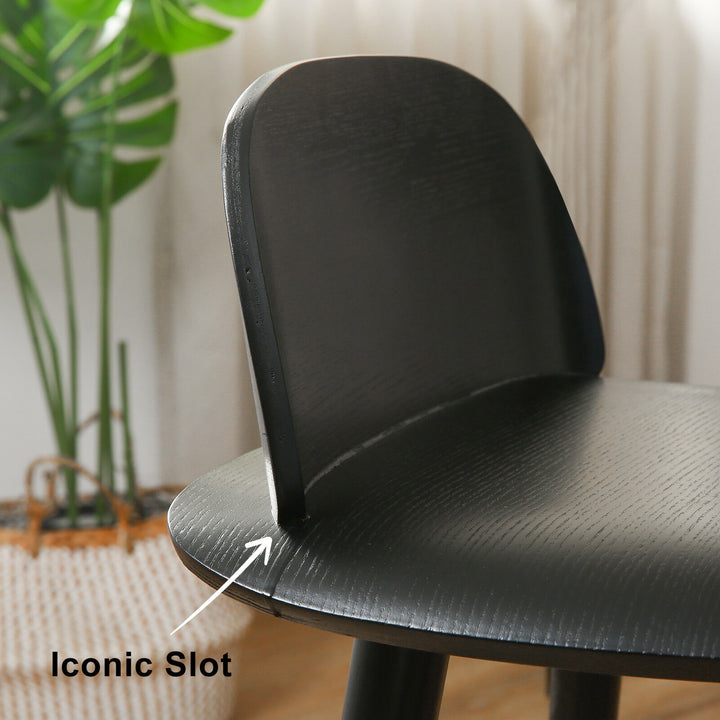 Elio (Single) Wooden Bar Stool 65cm - Black - Homecoze