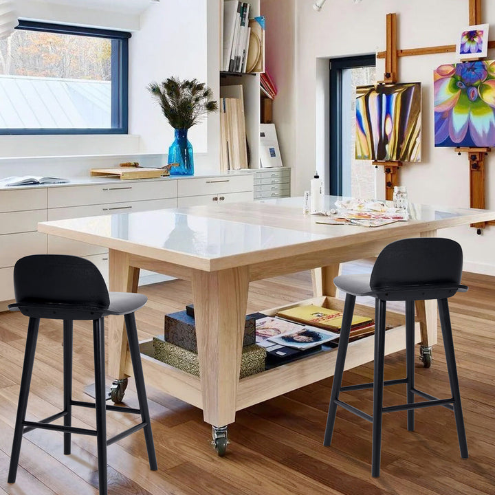 Elio (Single) Wooden Bar Stool 65cm - Black - Homecoze