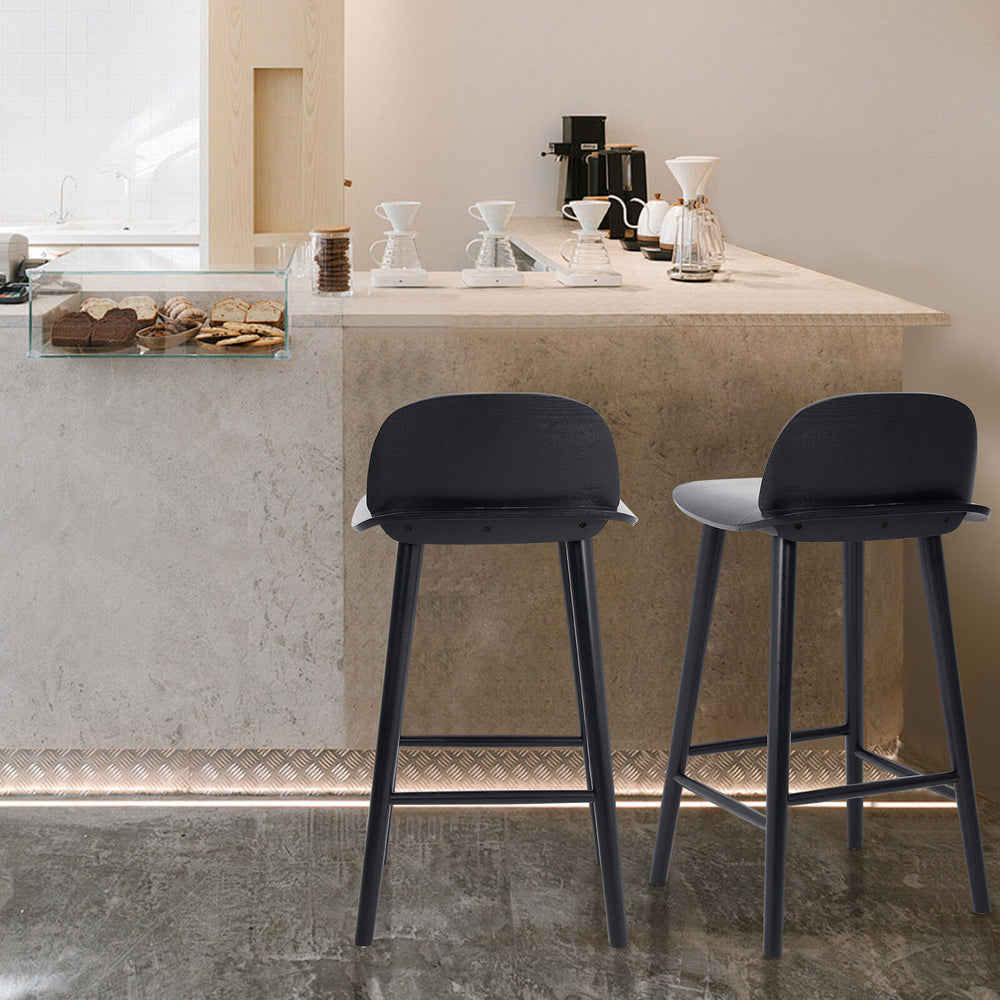 Elio (Single) Wooden Bar Stool 65cm - Black - Homecoze