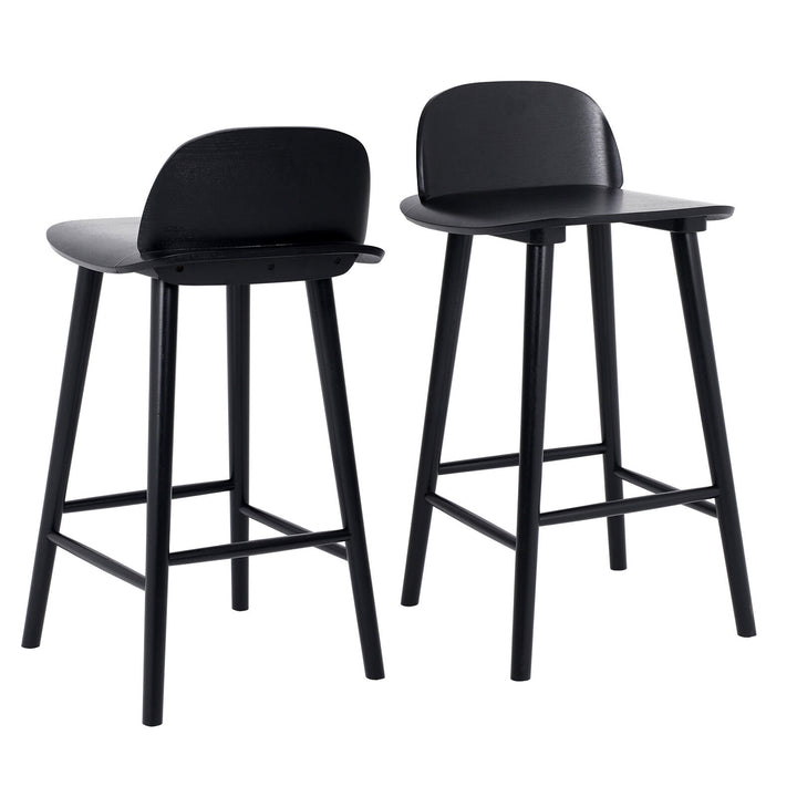 Elio (Set of 2) Wooden Bar Stools 65cm - Black - Homecoze