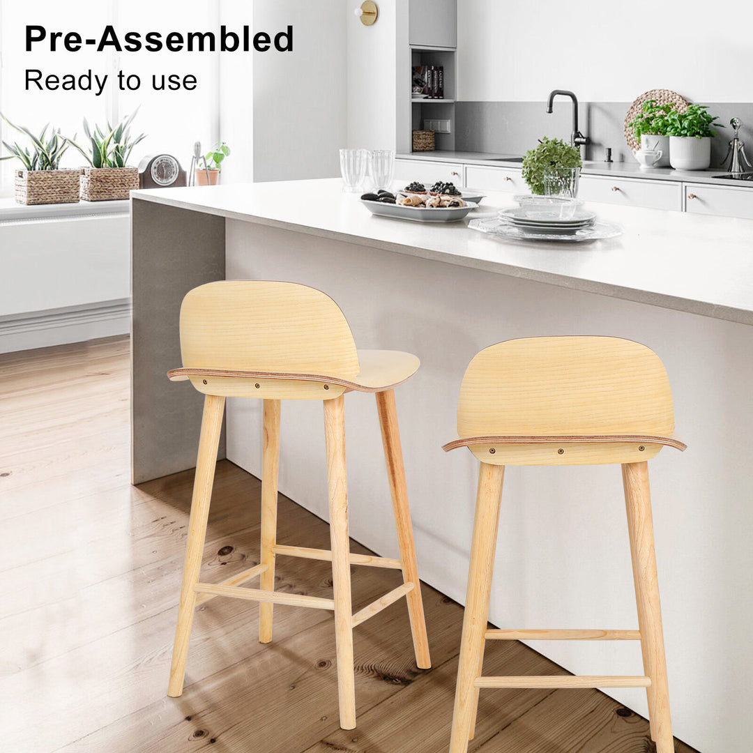 Elio (Single) Wooden Bar Stool 65cm - Oak - Homecoze