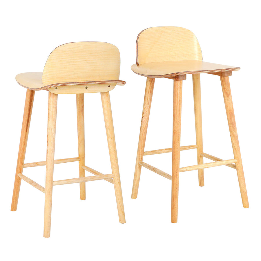 Elio (Set of 2) Wooden Bar Stools 65cm - Oak - Homecoze